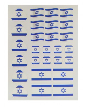 מדבקות דגל ישראל 10 דפים באריזה