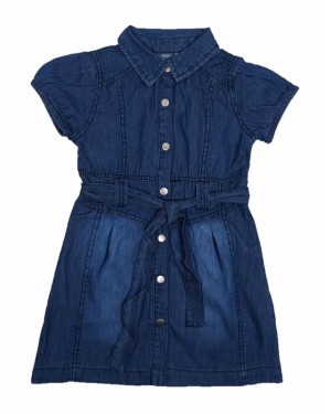 שמלת ג'ינס מעוצבת | גינס כחול כהה