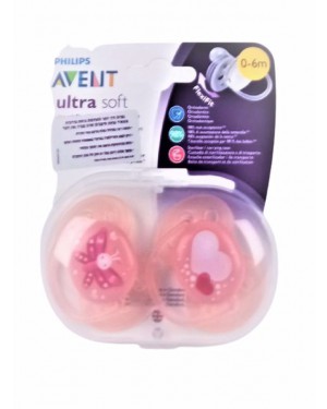זוג מוצצים | AVENT ultra soft |  0m - 6m בנות