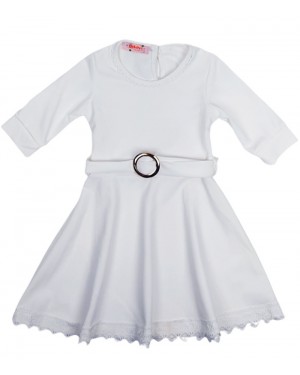 שמלה חגיגית שרוול 4\3 צבע לבן מידות 8-18 
