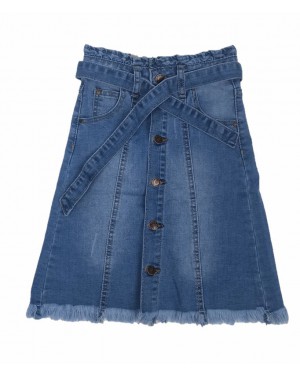 חצאית ג'ינס ארוכה עם כפתורים | כחול בהיר