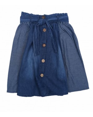 חצאית ג'ינס עם כפתורים | כחול בהיר